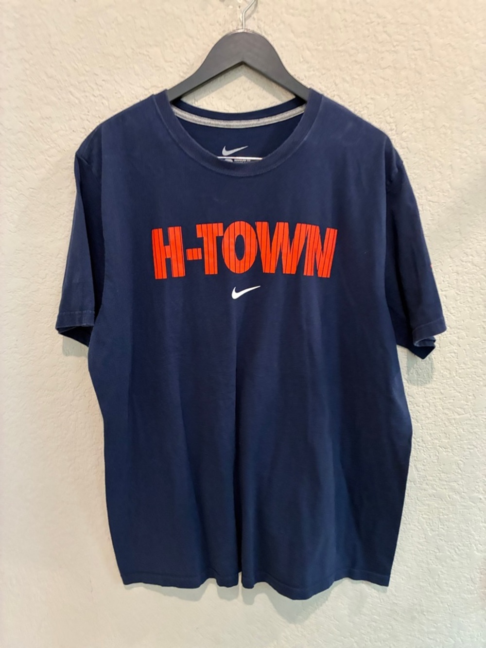 Nike Navy Tee with Bright Orange H-TOWN Graphic